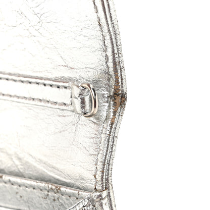 Christian Dior Metallic Crinkled Lambskin Diorama Croisiere Chain Wallet Silver 17 of 18