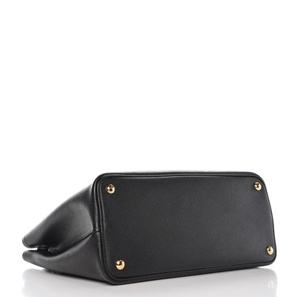 Prada Saffiano Cuir Medium Double Bag Black Fuoco 4 of 8