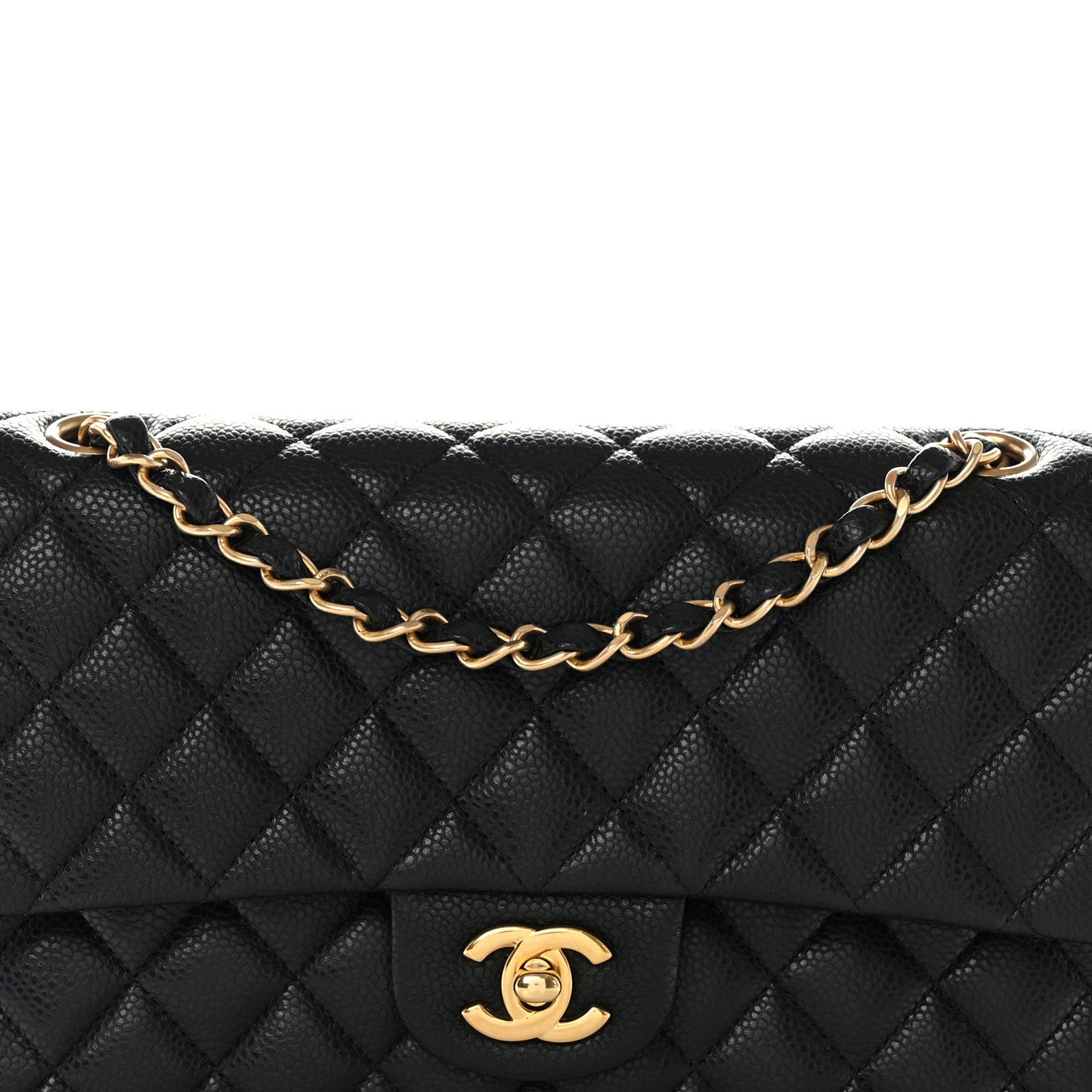 Caviar Quilted Medium Double Flap Black