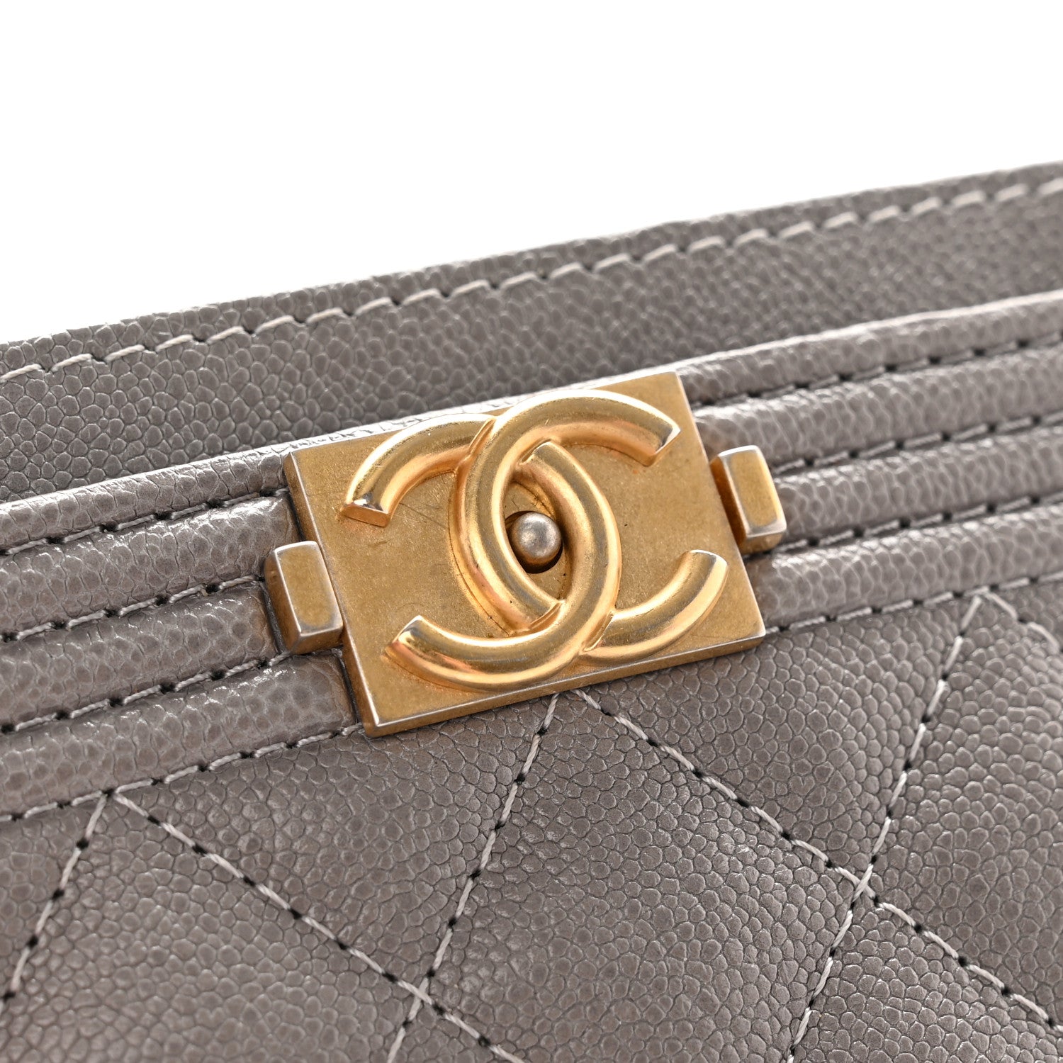 Chanel Caviar Quilted Boy Card Holder Grey 11 of 12