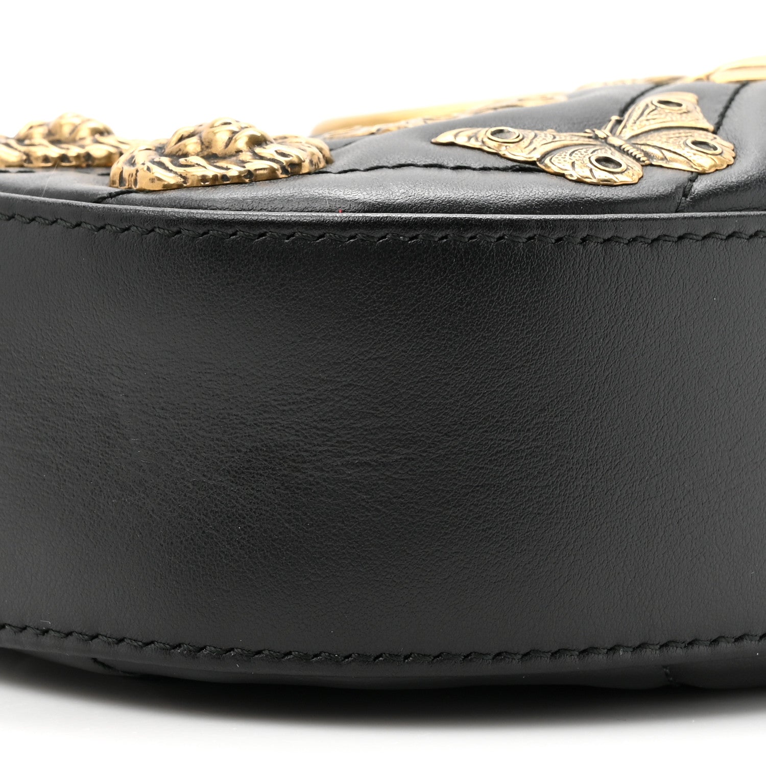 Gucci Calfskin Matelasse Animal Studs GG Marmont Belt Bag Black 10 of 10