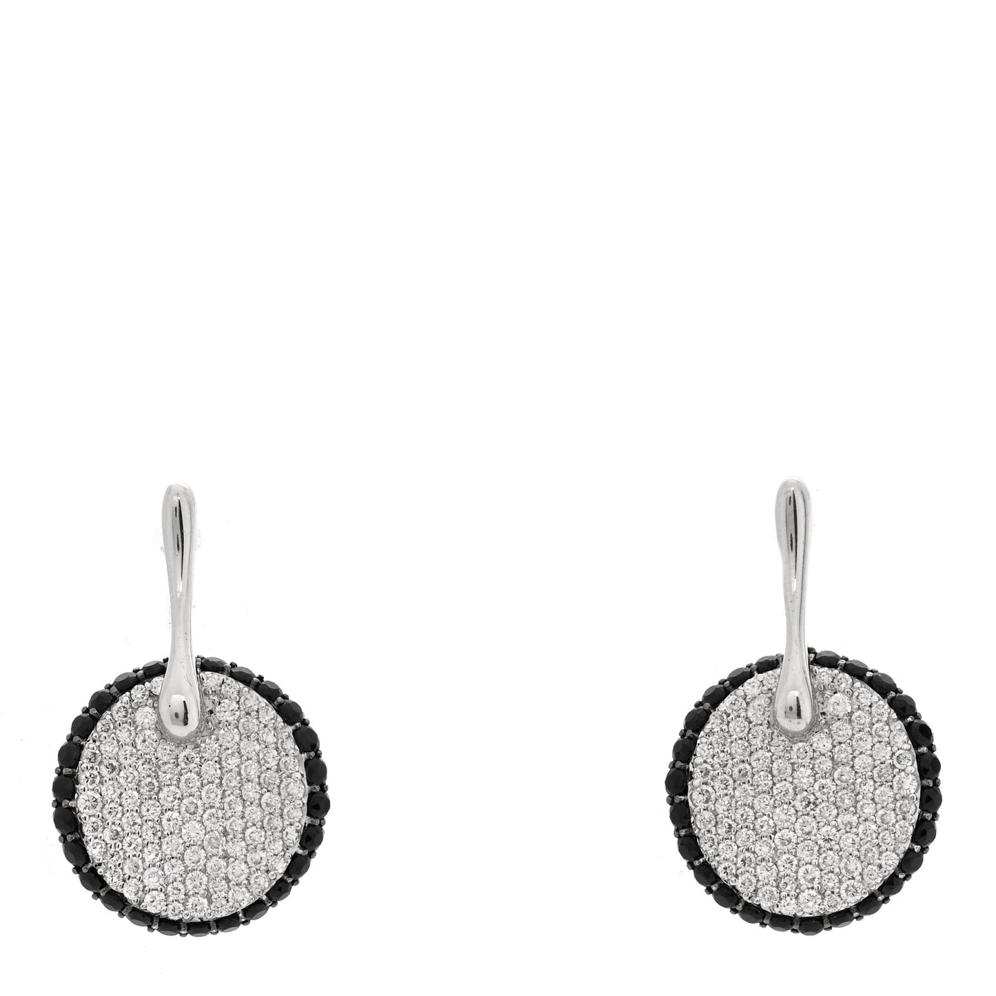 18K White Gold Diamond Black Sapphire Fantasia Drop Earrings