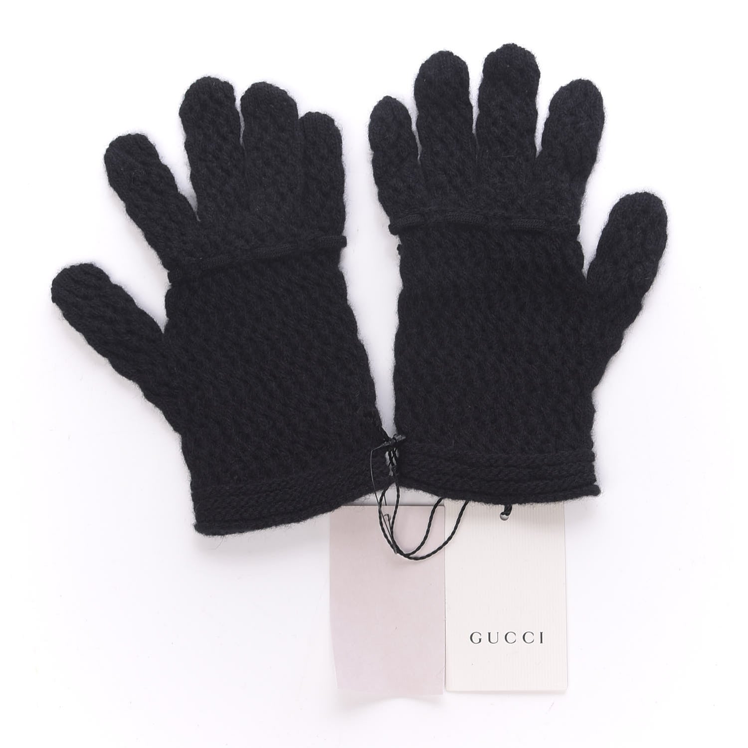 Gucci Wool Knit Bow Gloves S Black 2 of 4