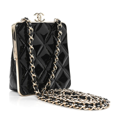 Chanel Lambskin Plexi Quilted CC Evening Clutch With Chain Black 2 of 11
