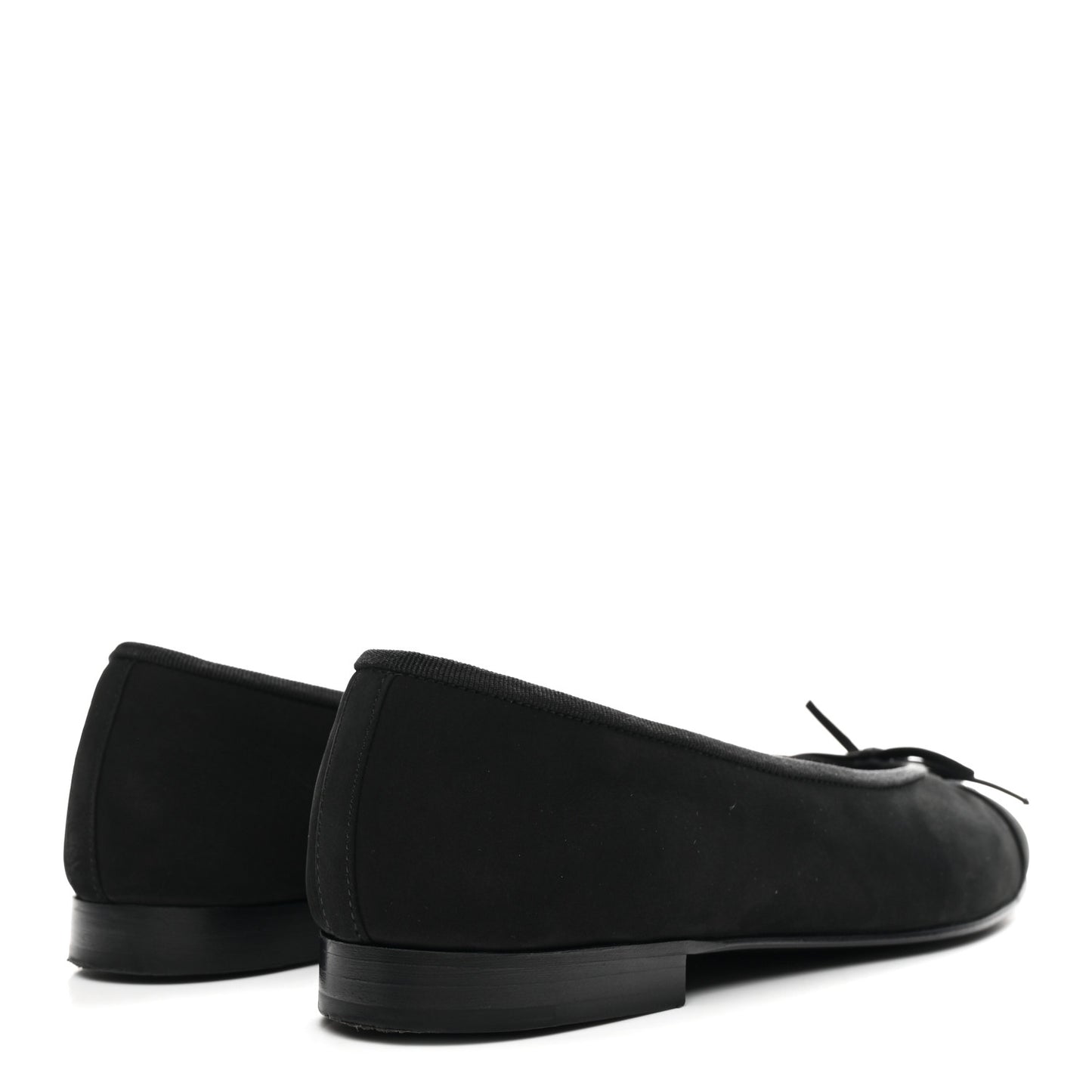 Suede Calfskin Cap Toe CC Ballerina Flats 36 Black