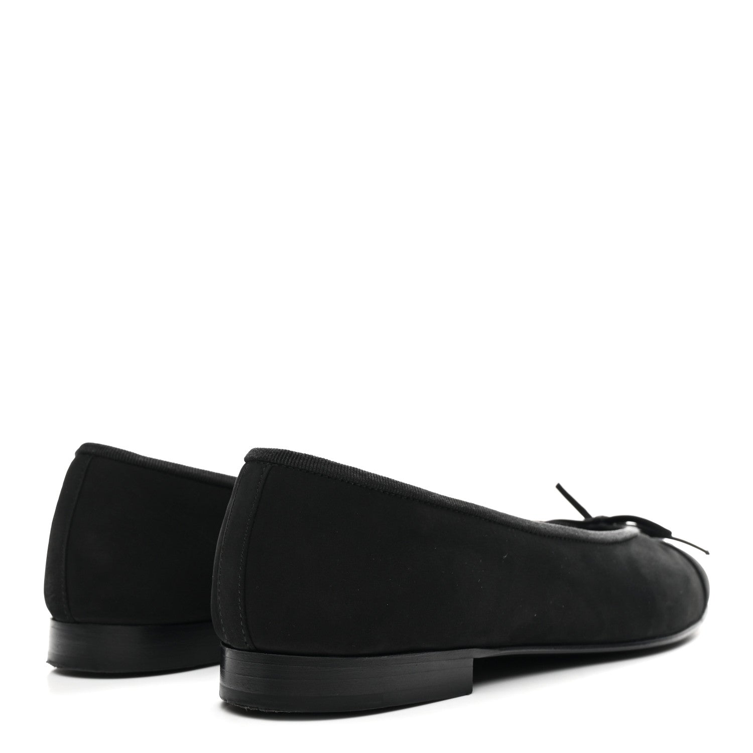 Chanel Suede Calfskin Cap Toe CC Ballerina Flats 36 Black 5 of 10