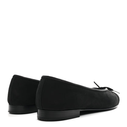 Chanel Suede Calfskin Cap Toe CC Ballerina Flats 36 Black 5 of 10