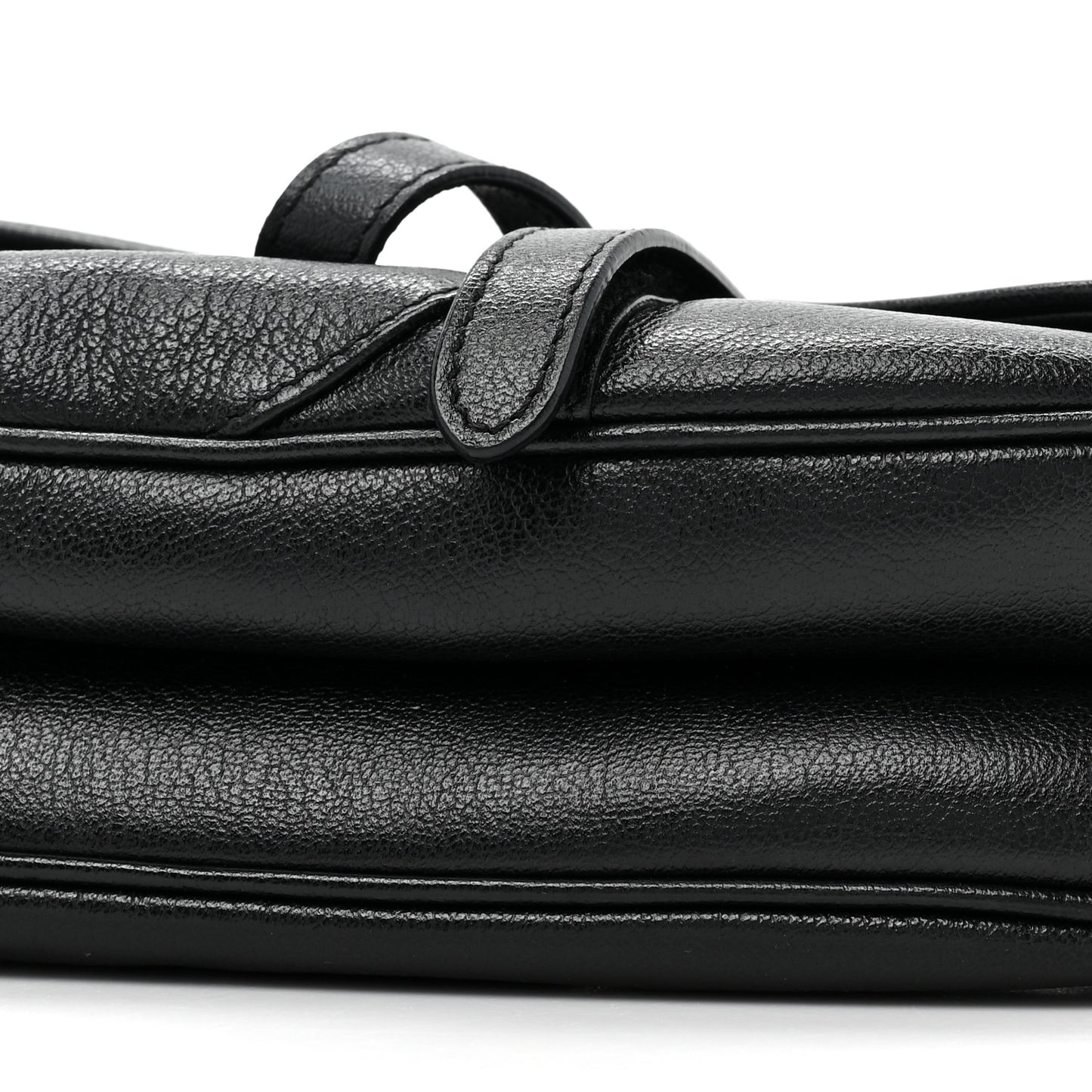 Shiny Goatskin Saddle Bag Black