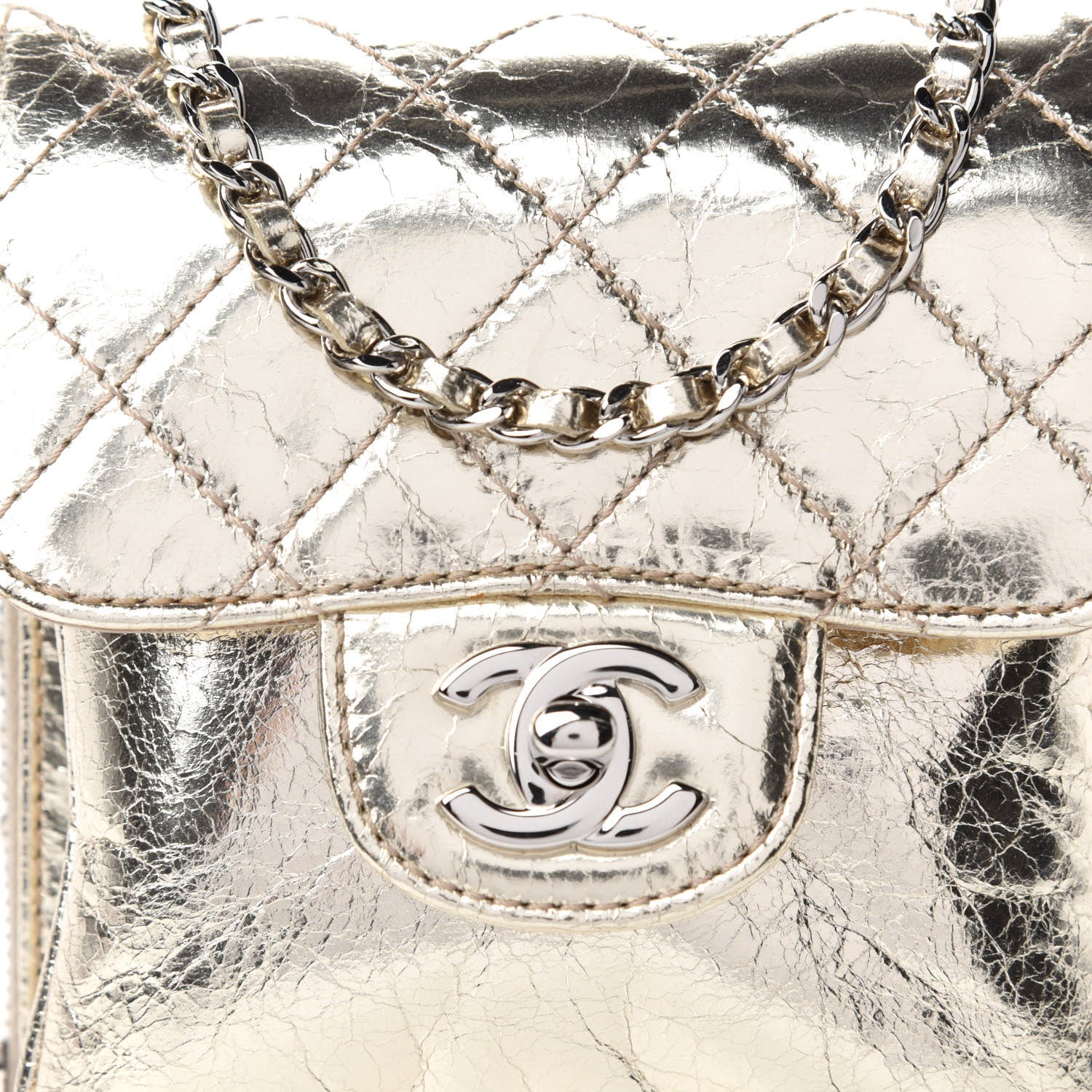 Chanel Crackled Aged Calfskin Mini Crossbody Flap Gold 9 of 10