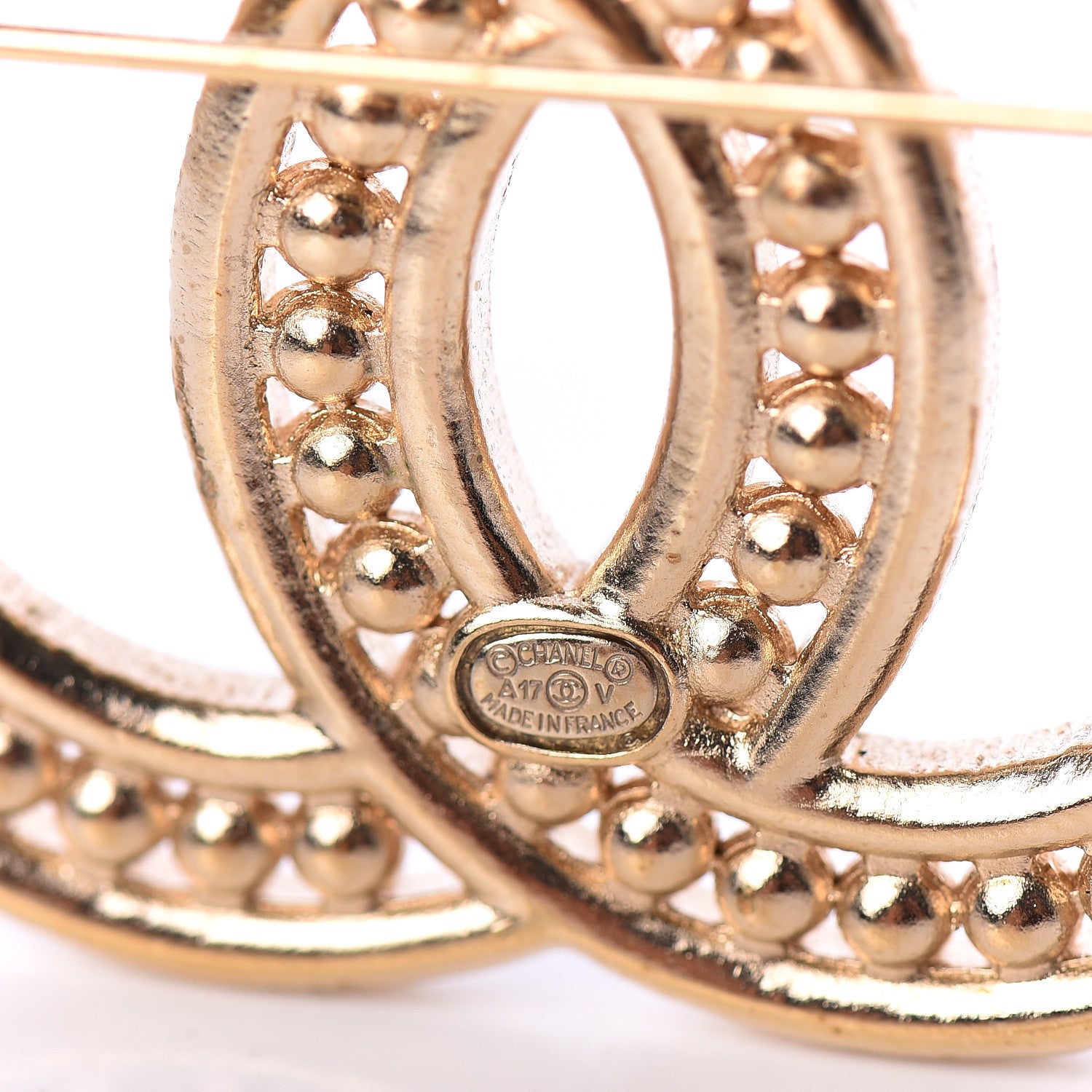 Chanel Pearl Crystal Baguette CC Brooch Gold 3 of 3