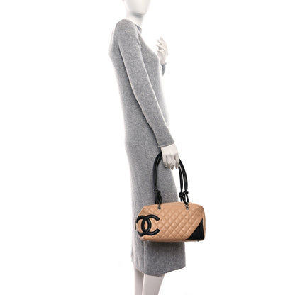 Chanel Calfskin Quilted Large Cambon Bowler Beige Black 2 of 10