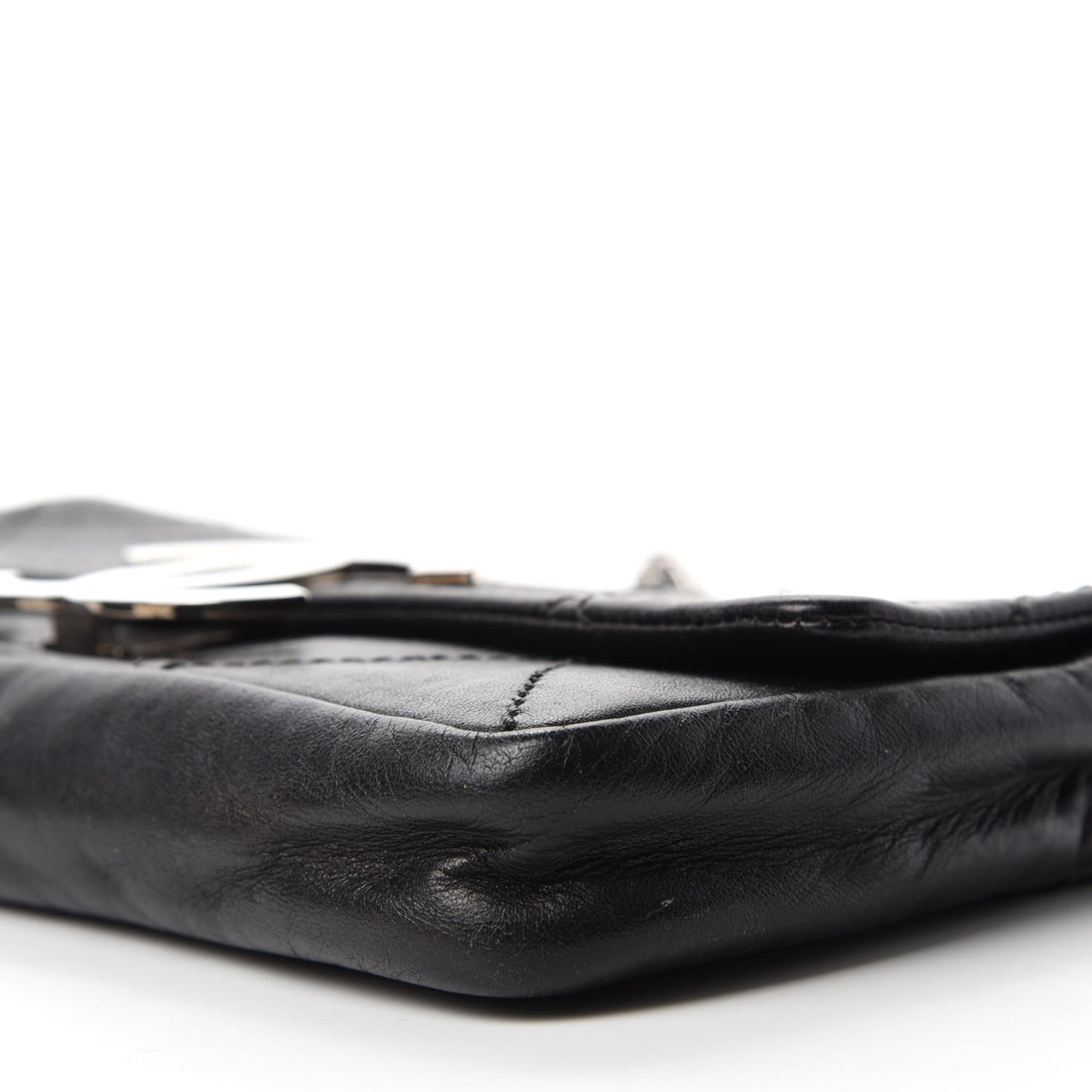 Lambskin Diamond Stitched CC East West Flap Black