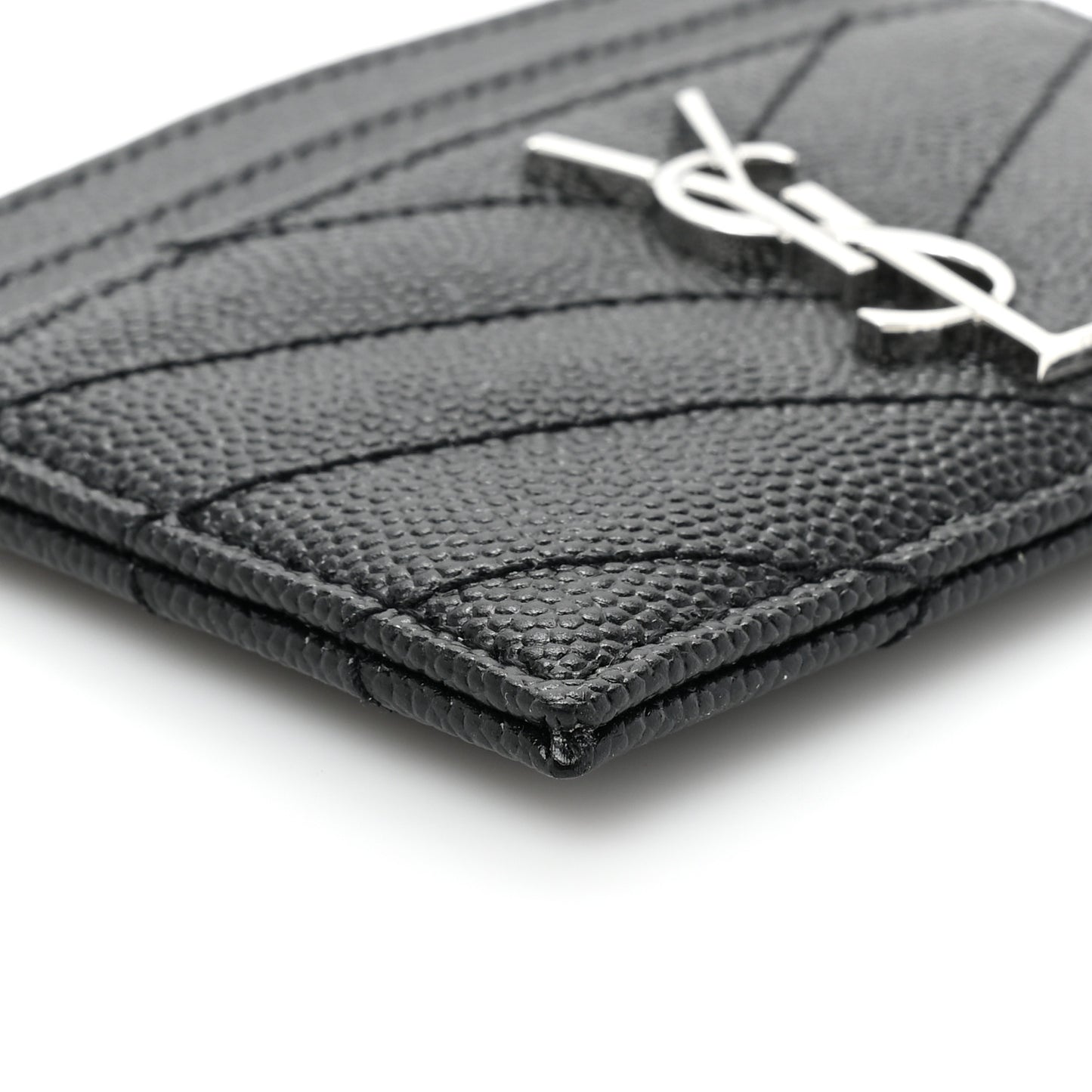 Grain De Poudre Matelasse Chevron Monogram Credit Card Case Black