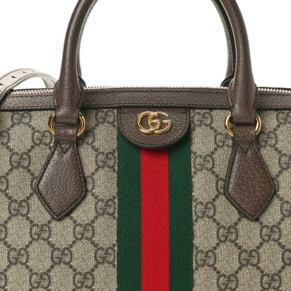Gucci GG Supreme Monogram Textured Dollar Calfskin Web Medium Ophidia Boston Beige Ebony New Acero 8 of 10