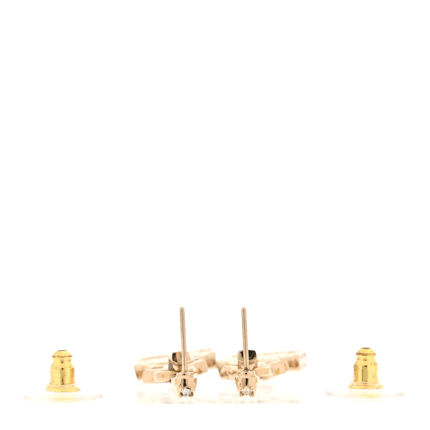 Chanel Crystal CC Quilted Flap Bag Drop Earrings Gold 3 of 5