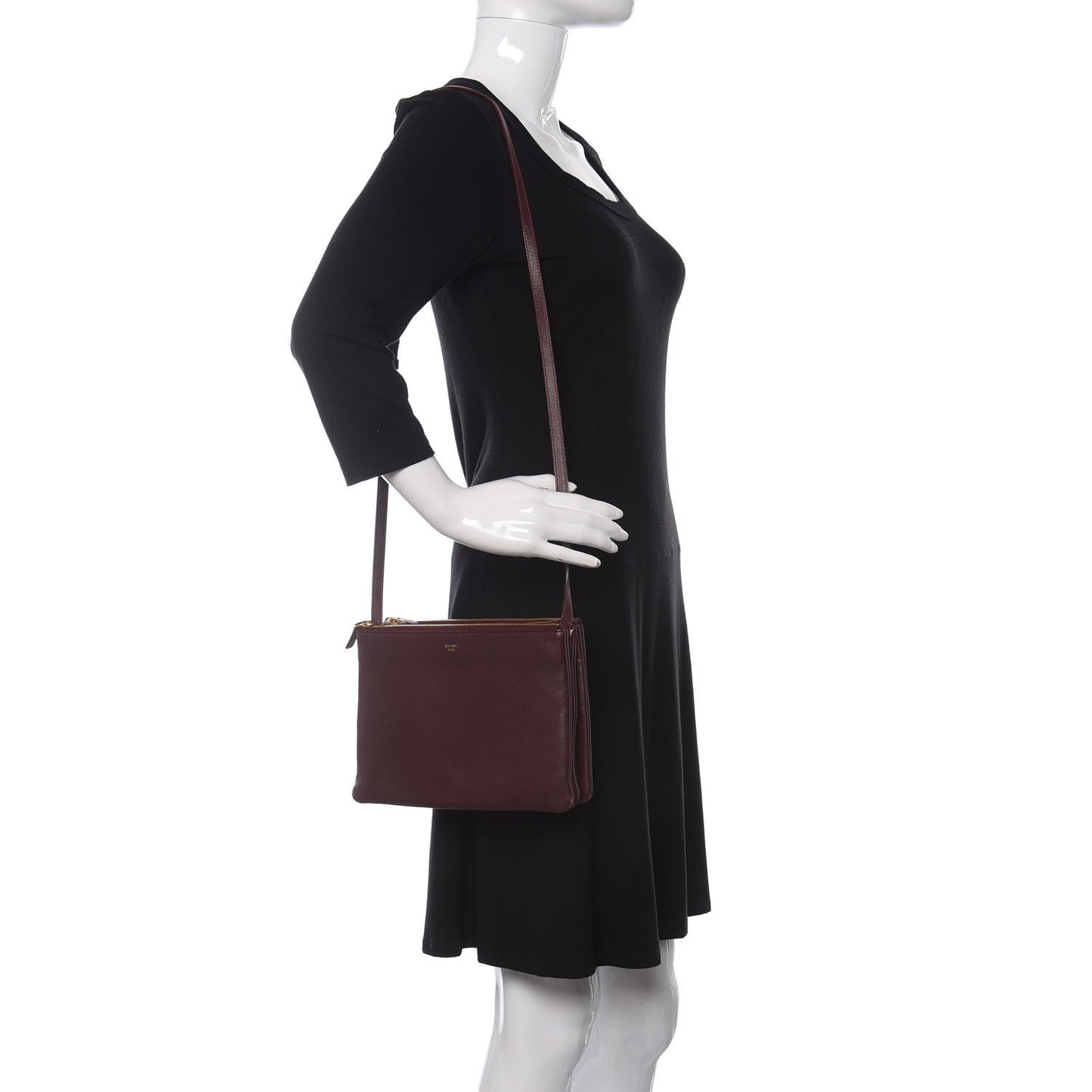 Lambskin Large Trio Crossbody Bag Burgundy