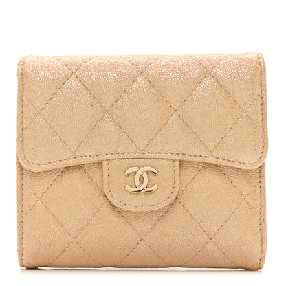 Chanel Iridescent Caviar Quilted Compact Flap Wallet Beige 1 of 7