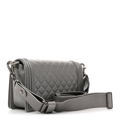Chanel Metallic Lambskin Stingray Quilted Medium Boy Flap Silver 4 of 31