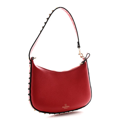 Valentino Garavani Grainy Calfskin Rockstud Mini Hobo Red 3 of 9