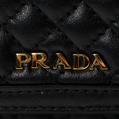 Prada Soft Calfskin Quilted Chain Wallet Black 8 of 17