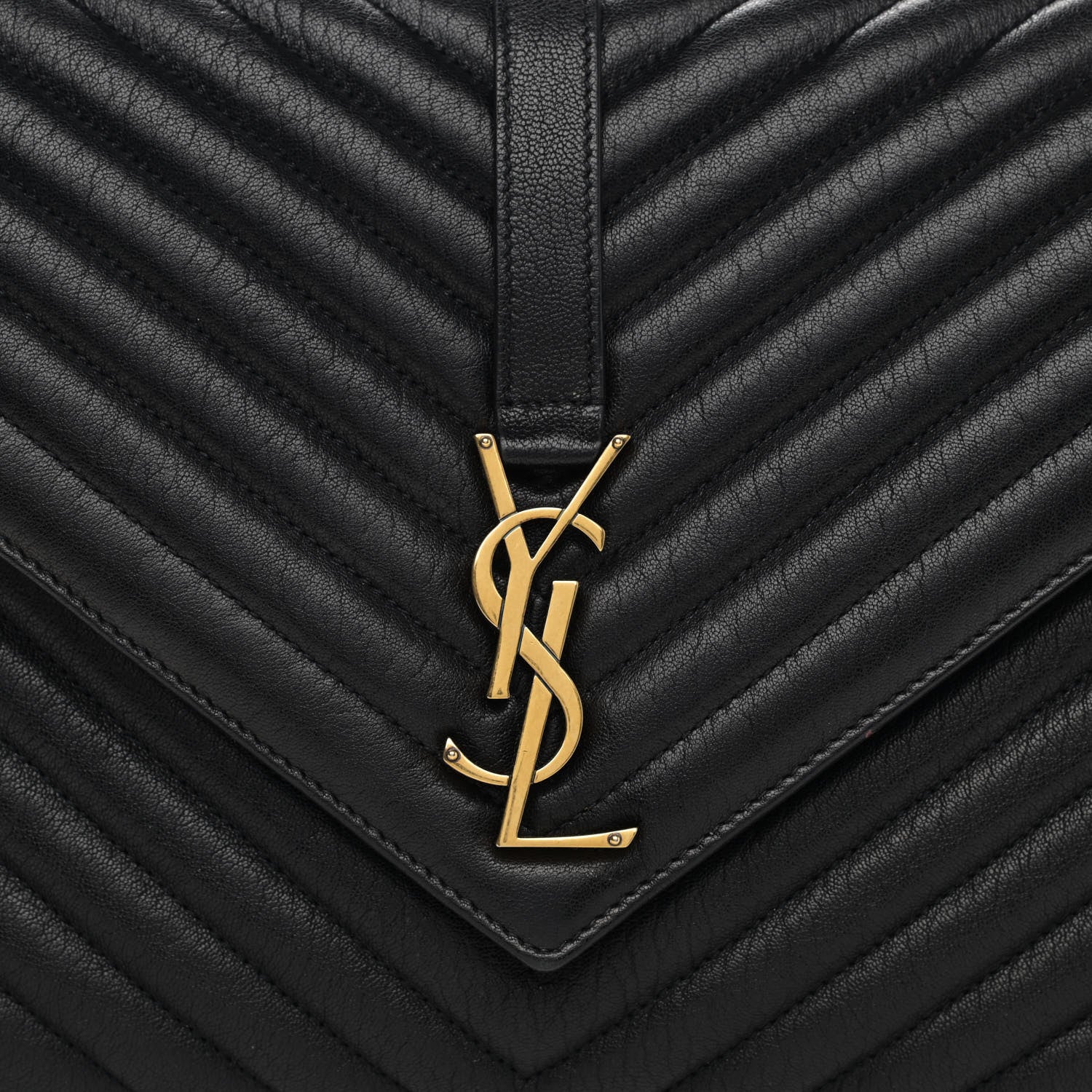 Saint Laurent Sheepskin Matelasse Chevron Monogram Large College Satchel Black 8 of 11