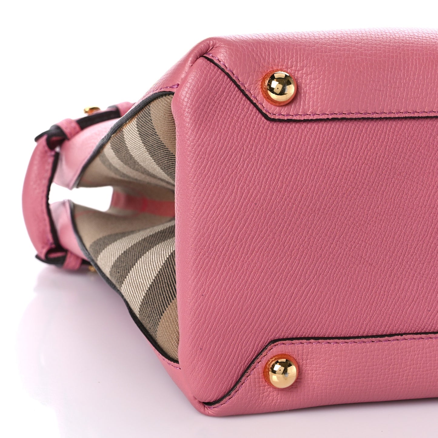 Grainy Calfskin House Check Medium Banner Tote Mauve Pink