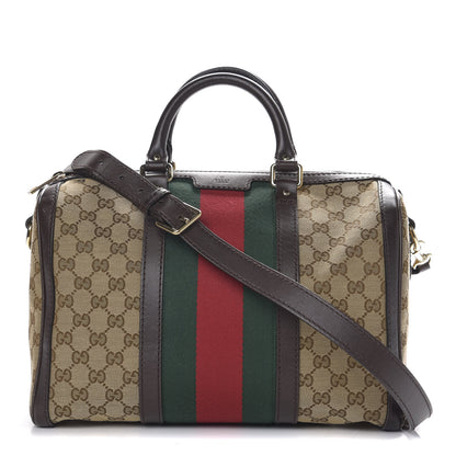 Gucci Monogram Vintage Web Medium Boston Dark Brown 1 of 9