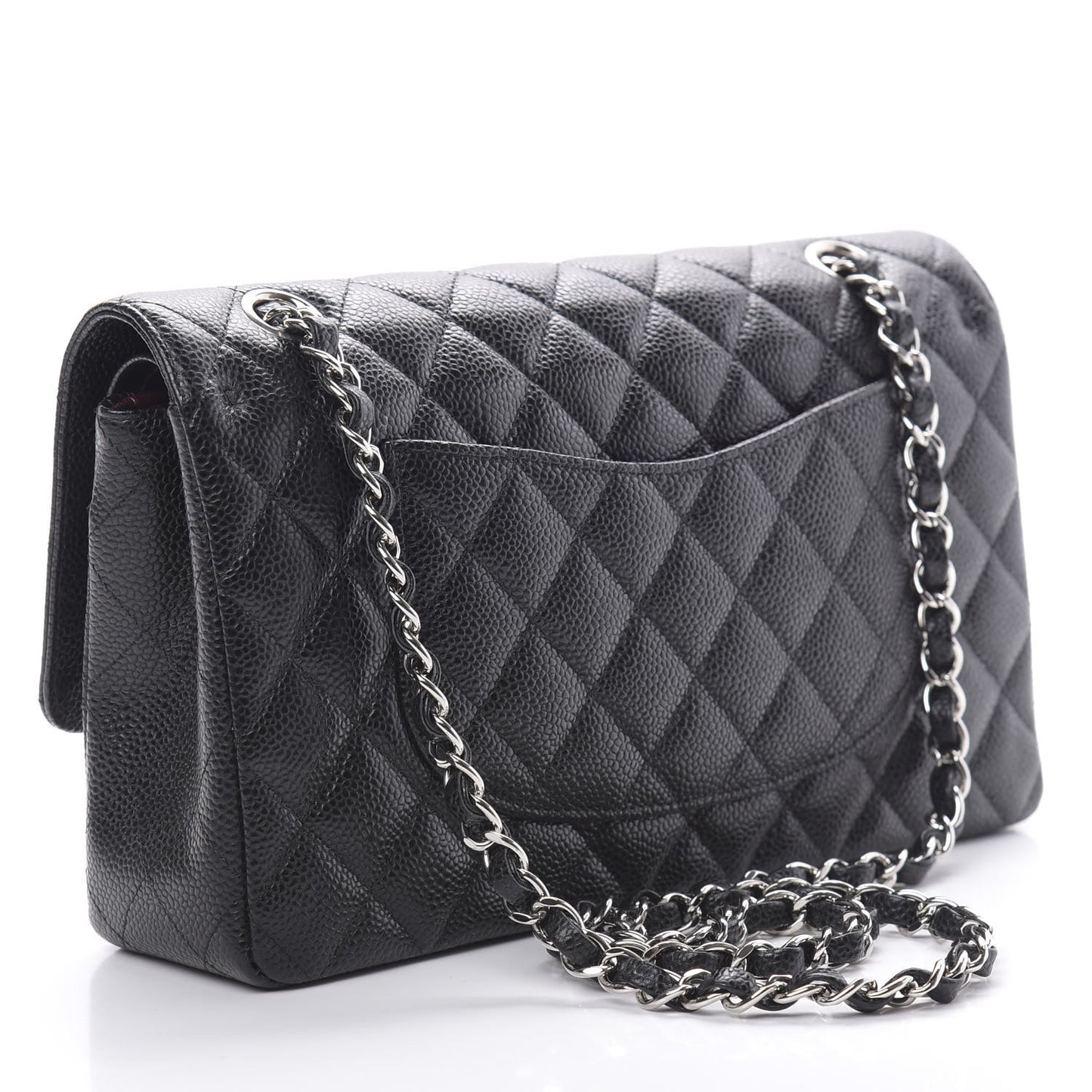 Caviar Quilted Medium Double Flap Black