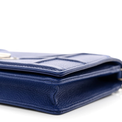Christian Dior Grained Calfskin Diorama Wallet on Chain Pouch Blue 11 of 12