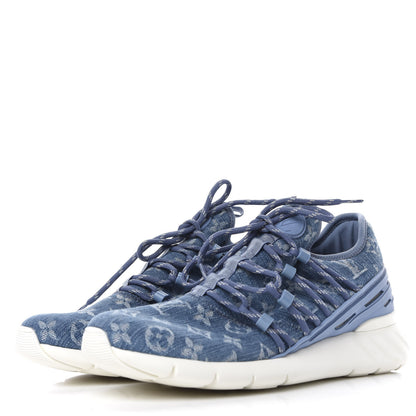 Louis Vuitton Denim Rubber Monogram Fastlane Low Sneakers 5.5 Navy 2 of 10
