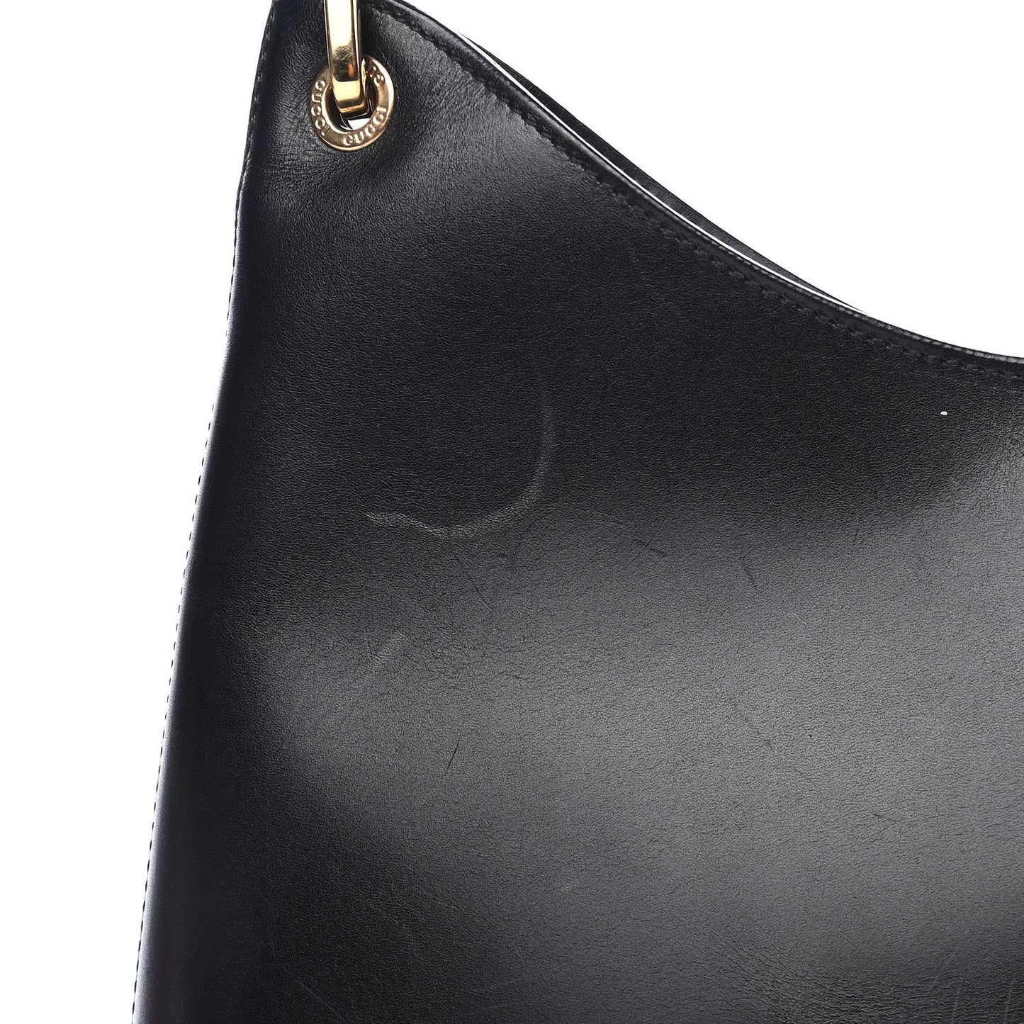 Smooth Calfskin Bamboo Handle Shoulder Bag Black