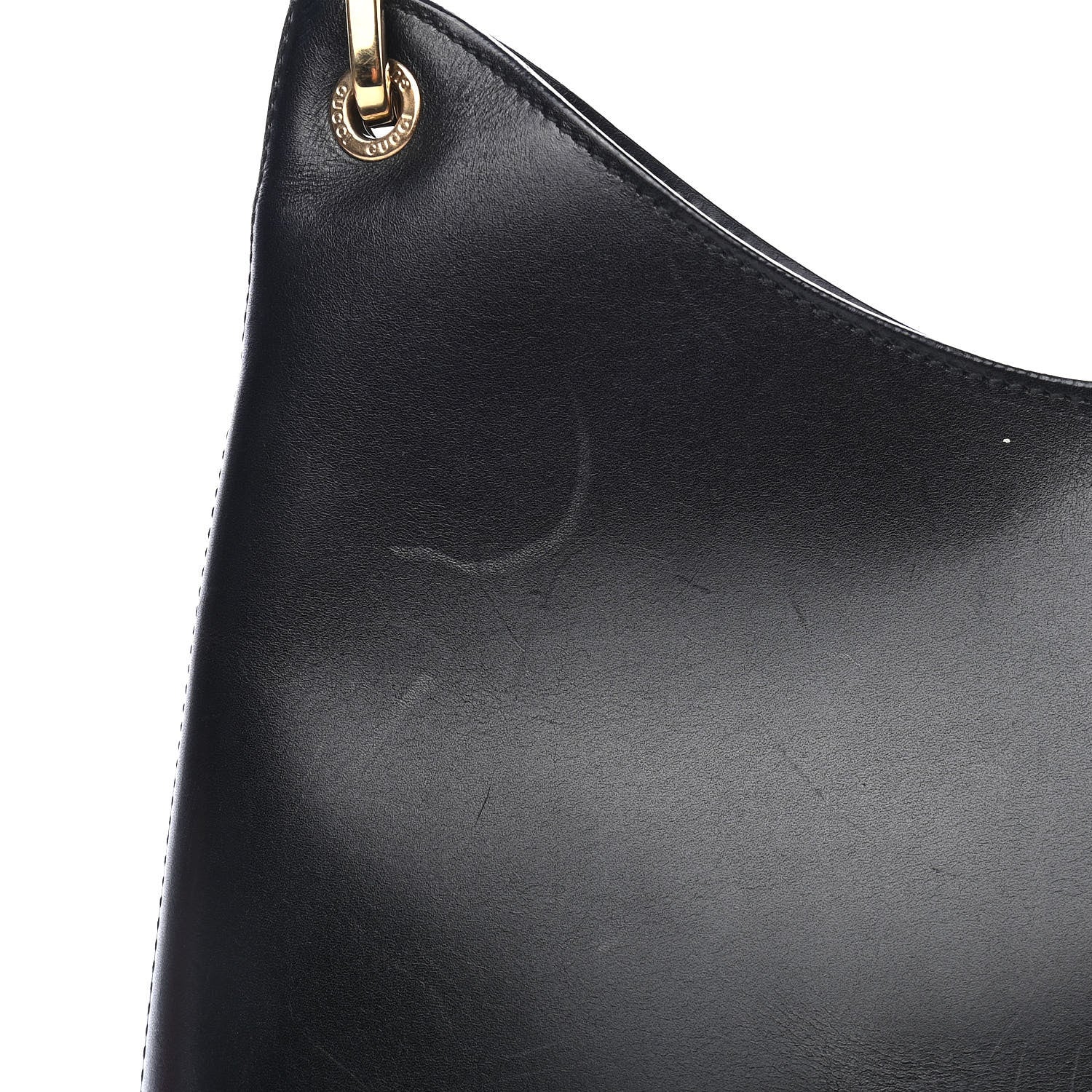 Gucci Smooth Calfskin Bamboo Handle Shoulder Bag Black 10 of 12