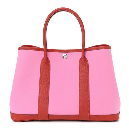 Hermes Toile Militaire Vache Country Garden Party Tote 30 Bubblegum Rouge Dushesse 1 of 8
