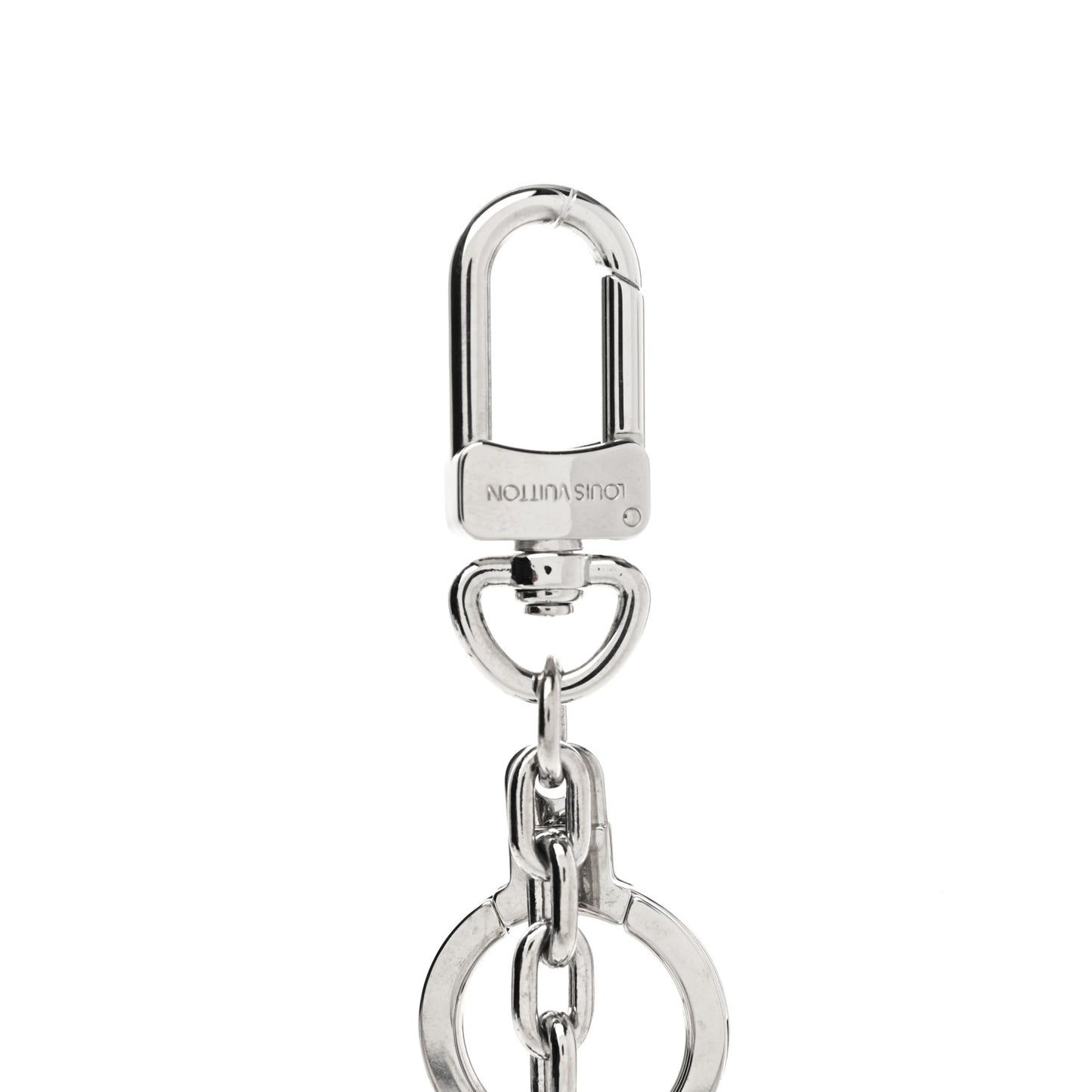 Metal Palladiium Finish LV Initiales Bag Charm Key Holder Silver