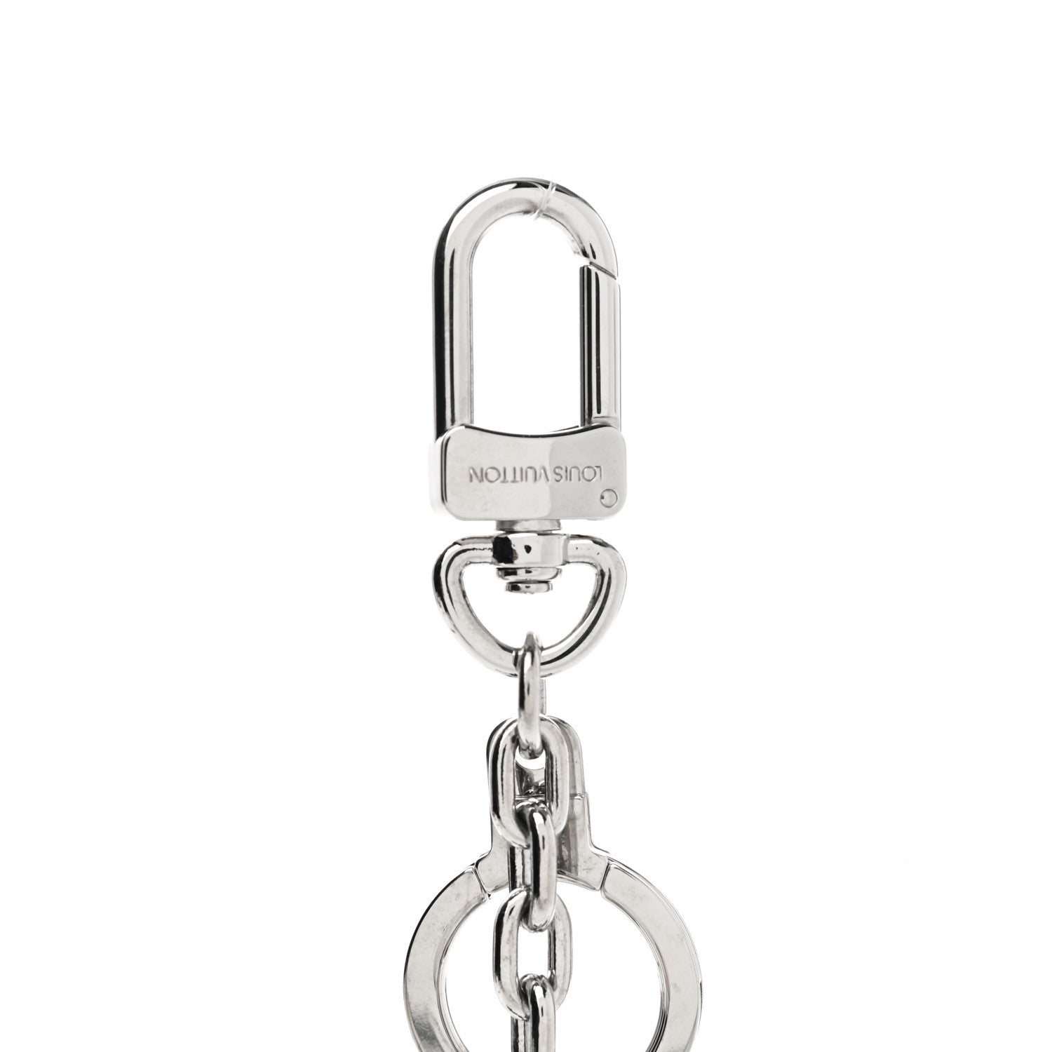 Louis Vuitton Metal Palladiium Finish LV Initiales Bag Charm Key Holder Silver 3 of 4