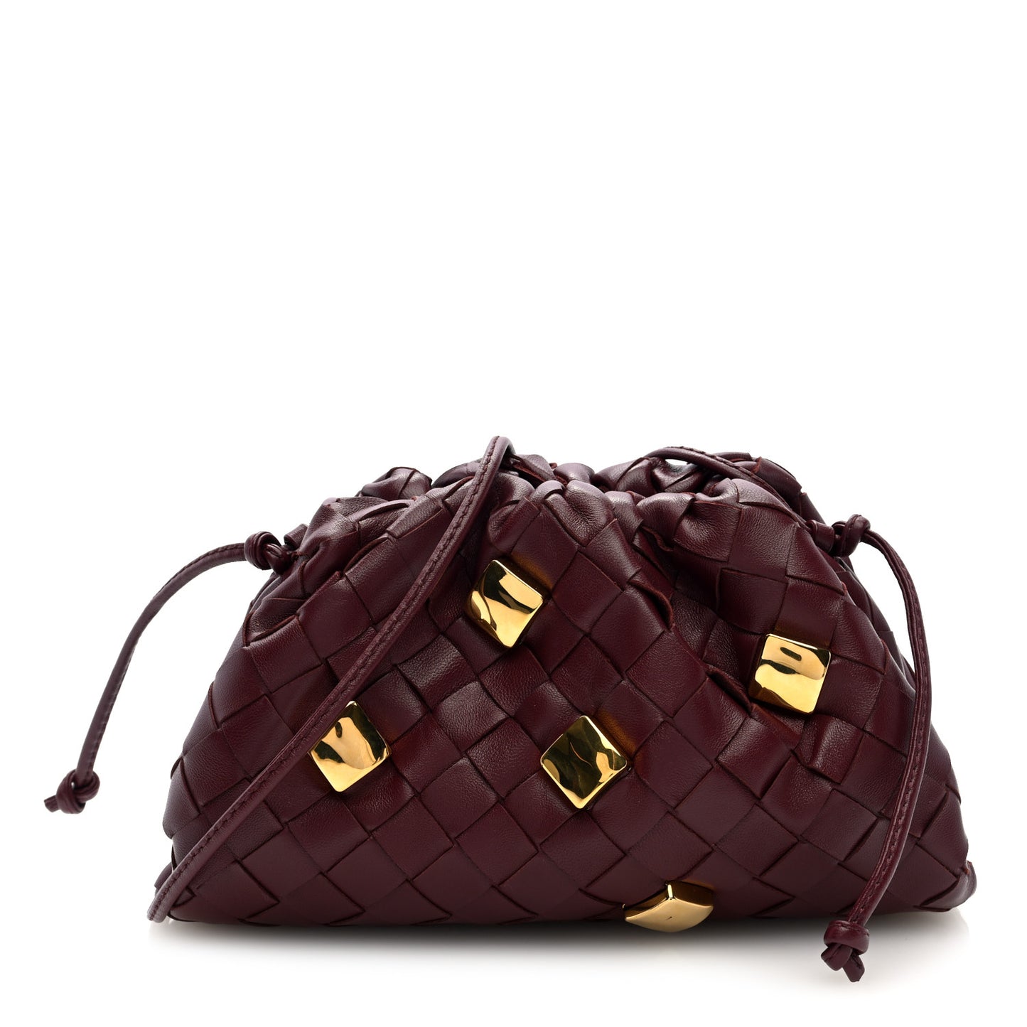 Nappa Intrecciato Studded The Mini Pouch  Barolo