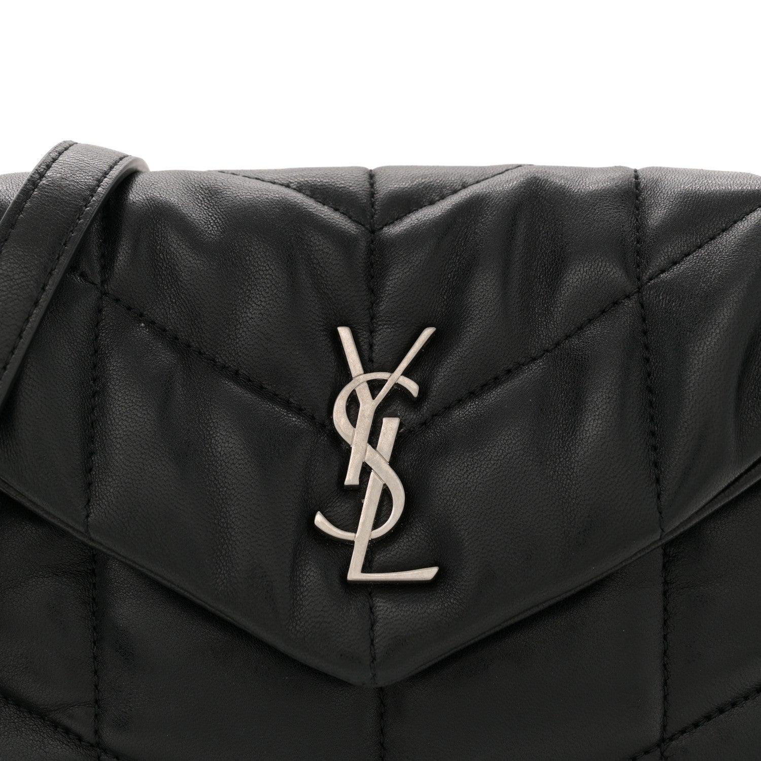 Saint Laurent Lambskin Quilted Toy Loulou Puffer Monogram Chain Satchel Black 8 of 11