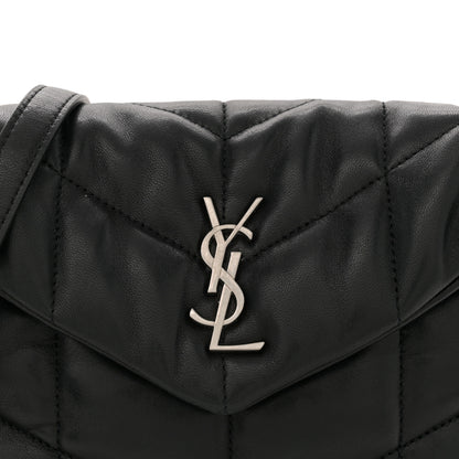 Saint Laurent Lambskin Quilted Toy Loulou Puffer Monogram Chain Satchel Black 8 of 11