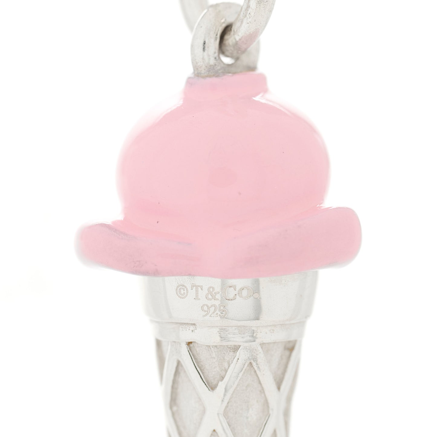 Sterling Silver Enamel Ice Cream Cone Charm Pink