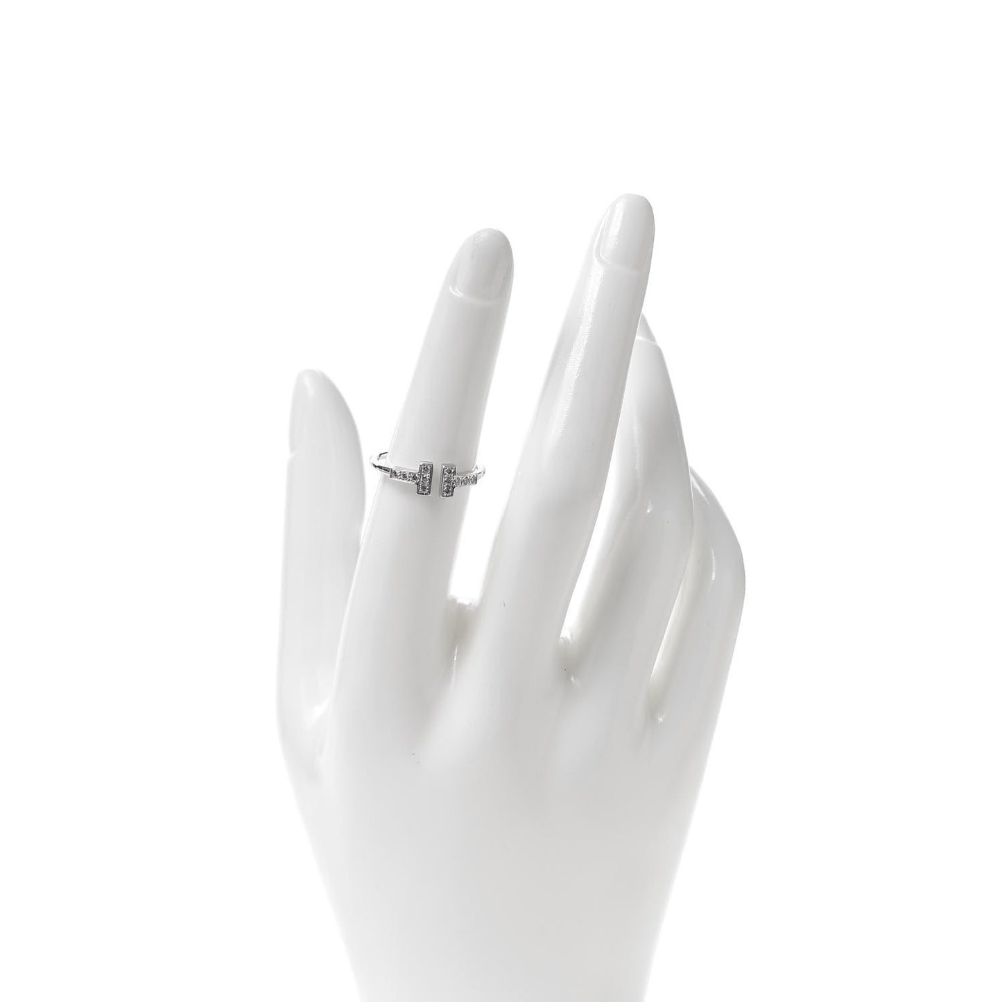 18K White Gold Diamond T Wire Ring 51 5.75