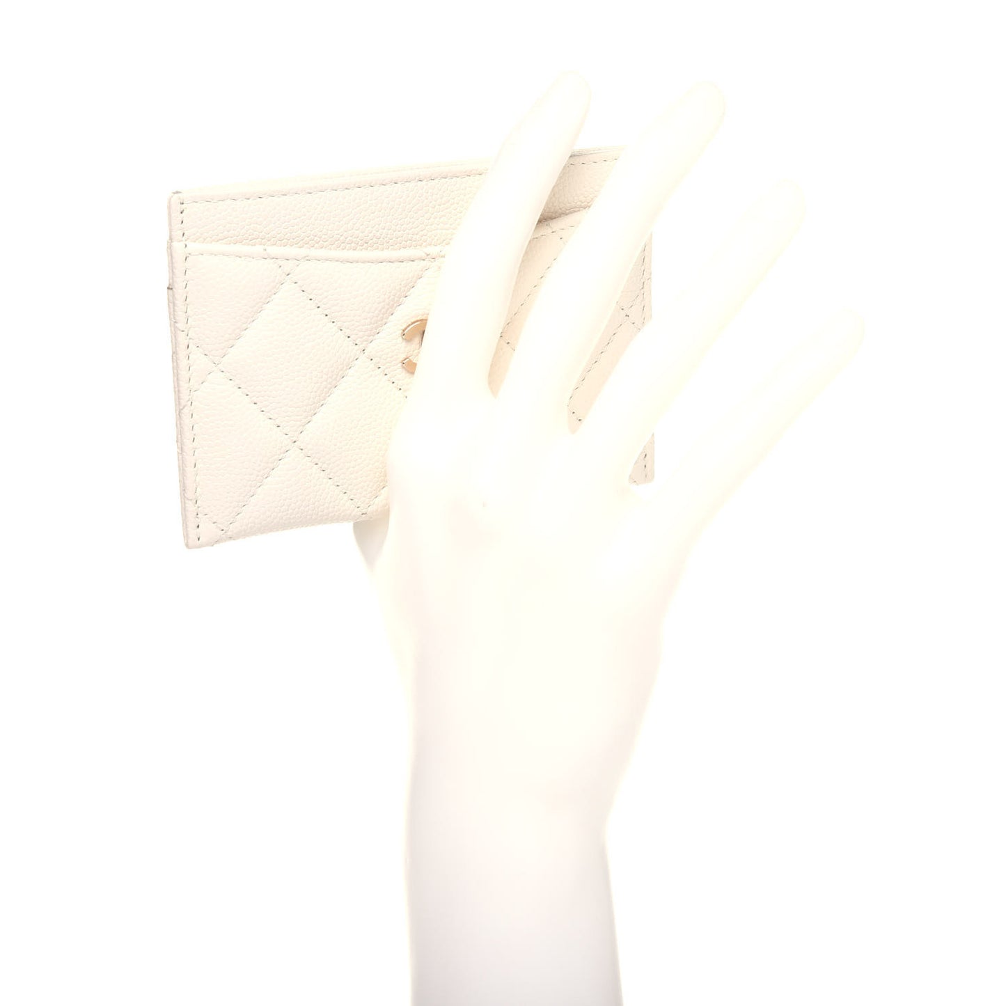 Caviar Quilted Card Holder White