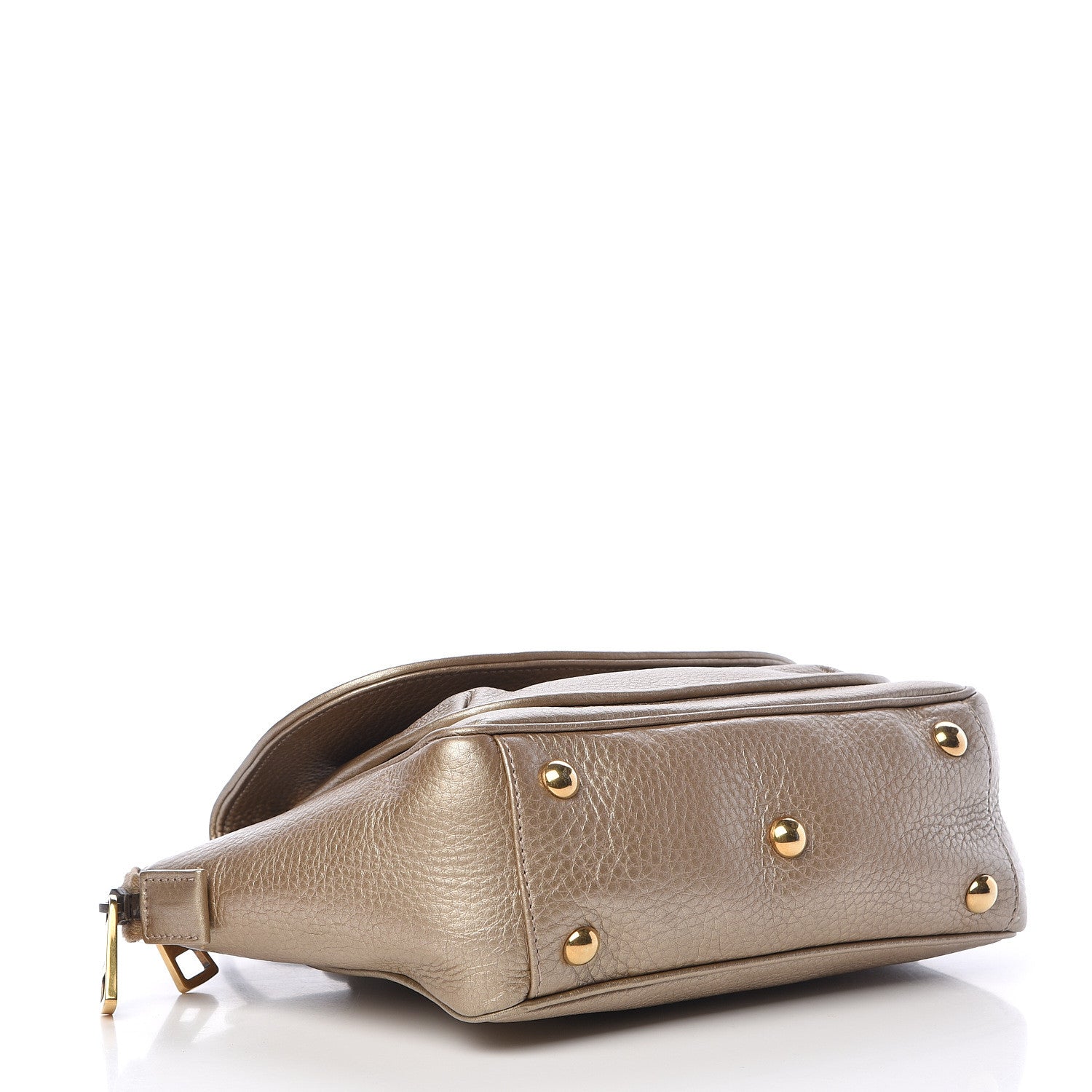 Gucci Metallic Pebbled Calfskin Small 1973 Top Handle Satchel Golden Beige 4 of 13