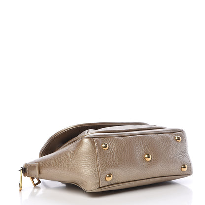 Gucci Metallic Pebbled Calfskin Small 1973 Top Handle Satchel Golden Beige 4 of 13