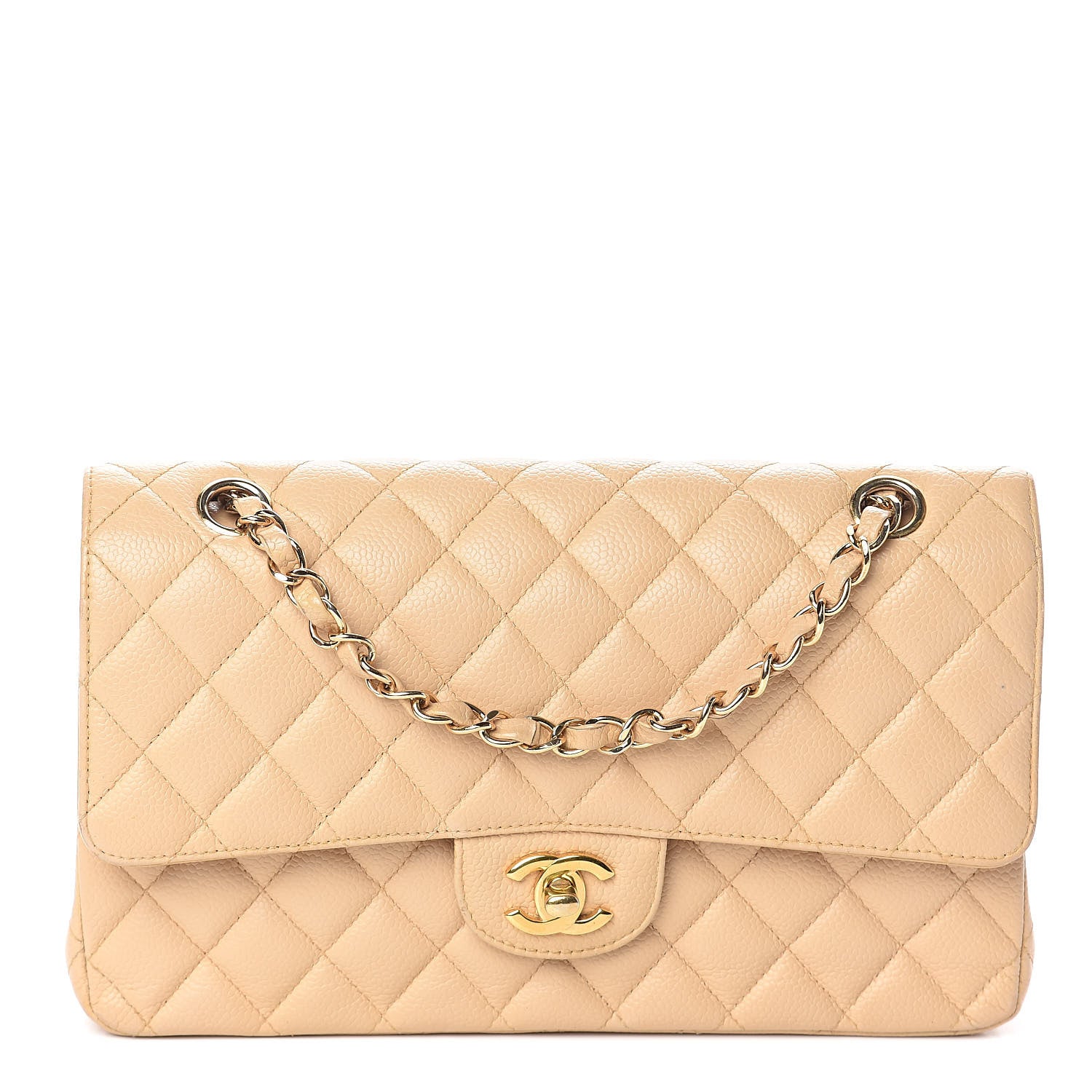 Chanel Caviar Quilted Medium Double Flap Beige Clair 1 of 10