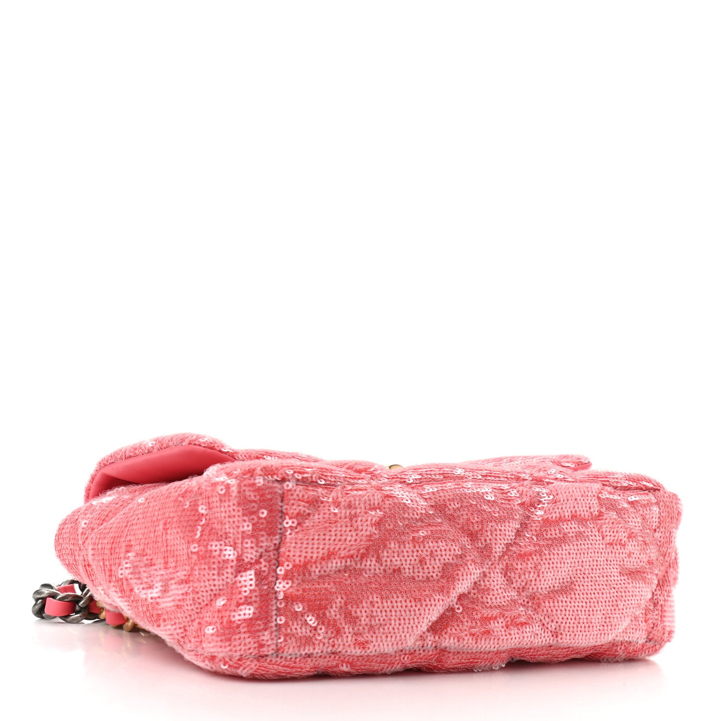 Sequin Quilted Medium Chanel 19 Flap Coral