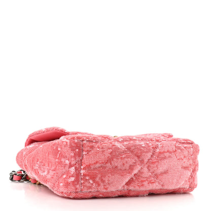 Chanel Sequin Quilted Medium Chanel 19 Flap Coral 4 of 11