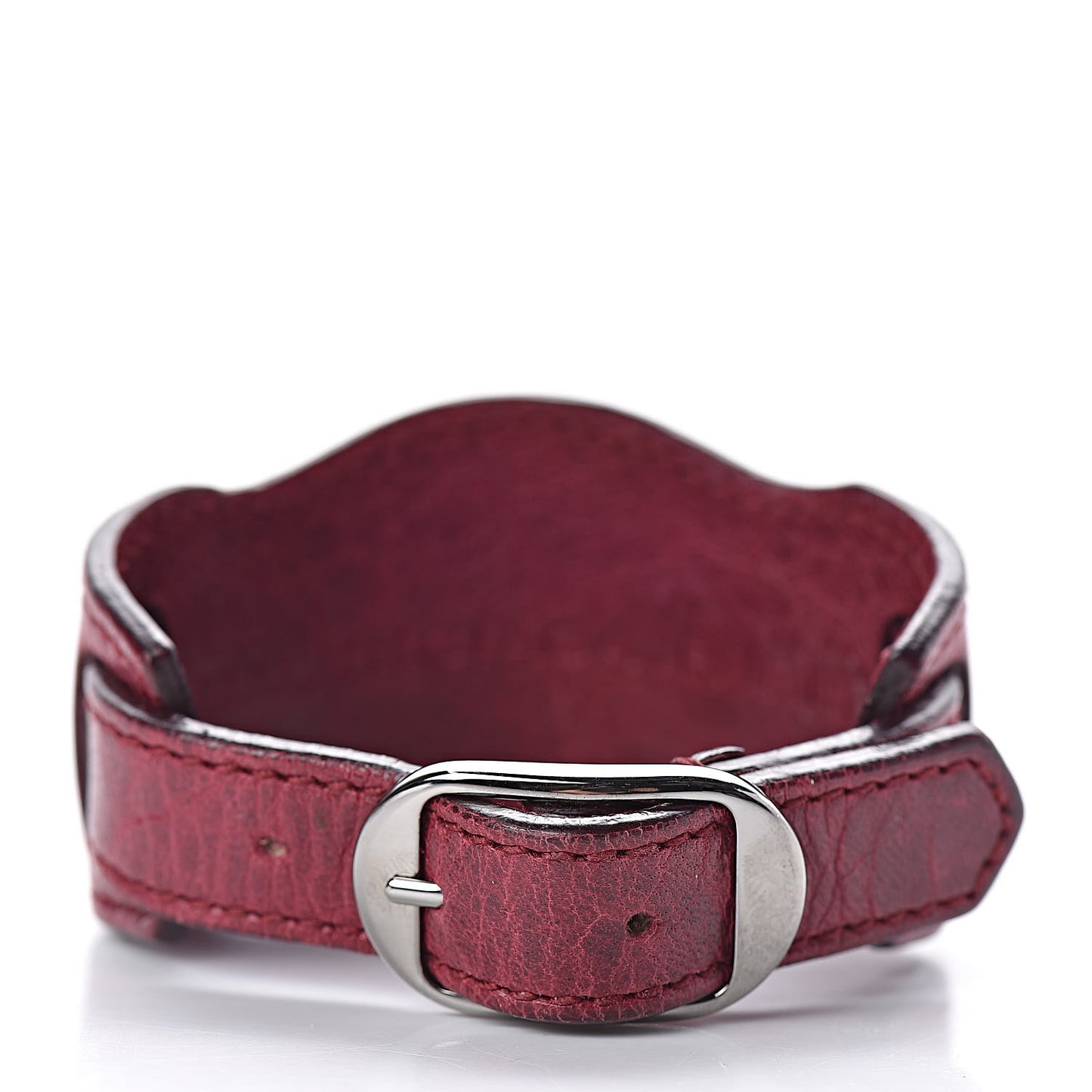Agneau Arena Classic Silver Hardware Bracelet Bordeaux