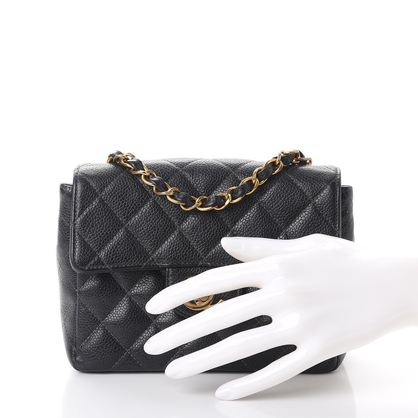 Caviar Quilted Mini Square Flap Black