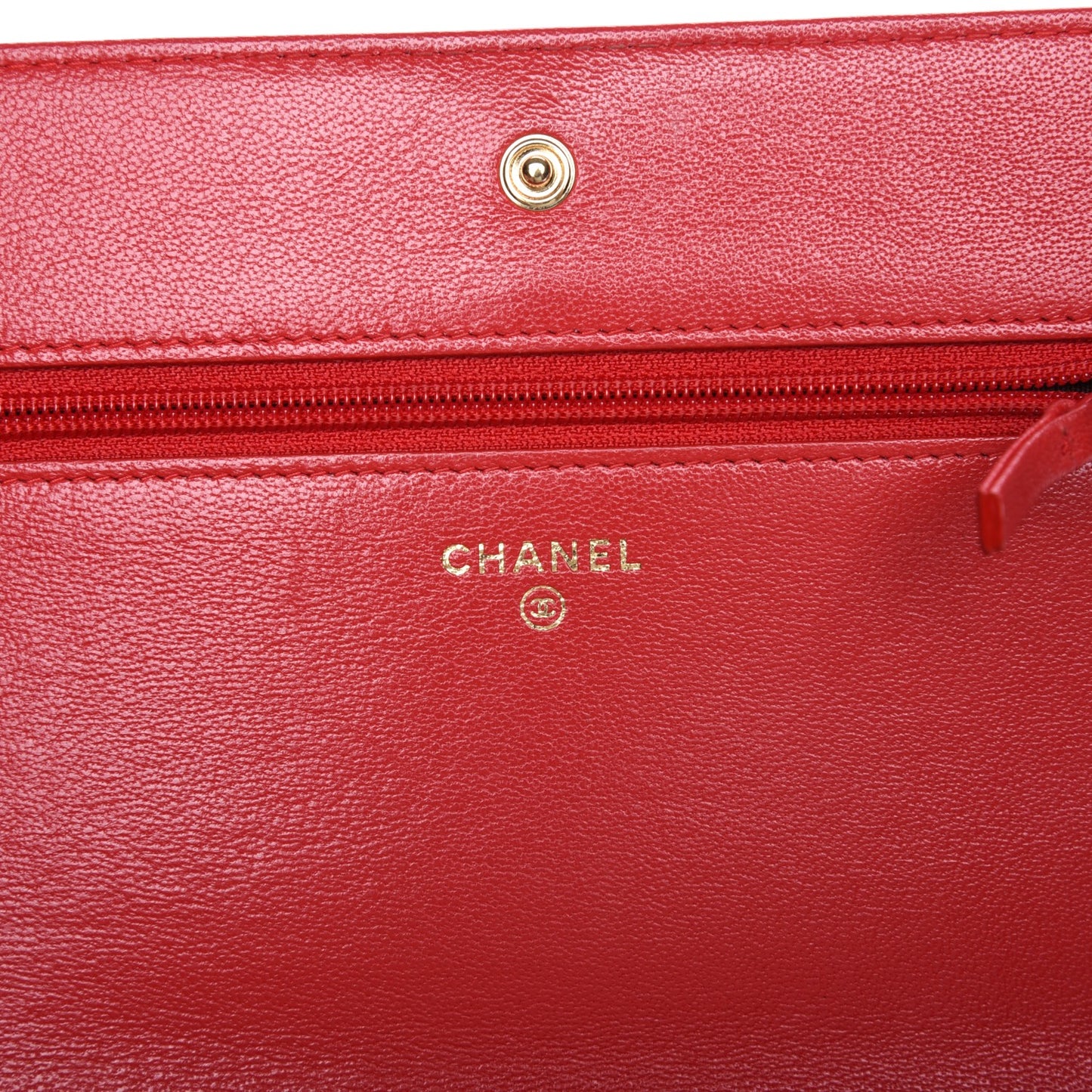 Sheepskin Quilted Mademoiselle Vintage Wallet On Chain WOC Red