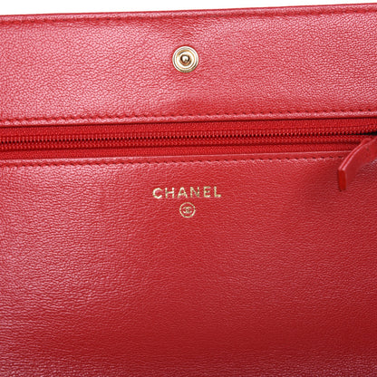 Chanel Sheepskin Quilted Mademoiselle Vintage Wallet On Chain WOC Red 6 of 9
